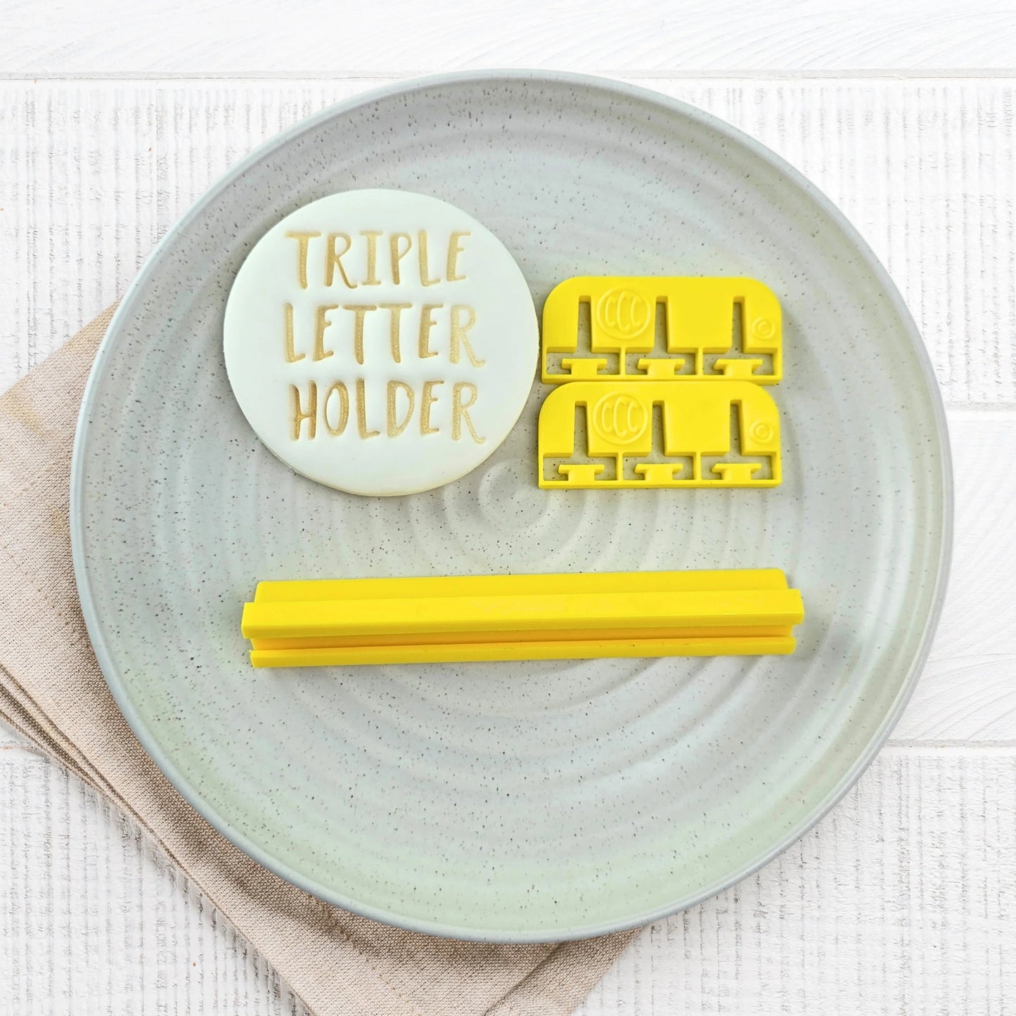 Custom Cookie Cutters Triple Letter Bar Holder.