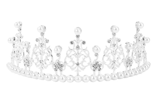 Silver Pearl Accent Tiara/ Crown