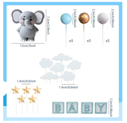 Elephant Cake Decorating Kit 31pc - Blue