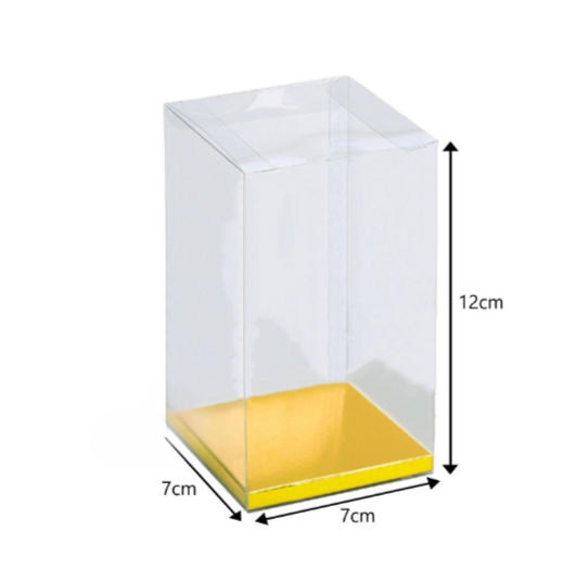 10PC PVC Clear Box - Gold/Silver Insert - 7x7x12cm