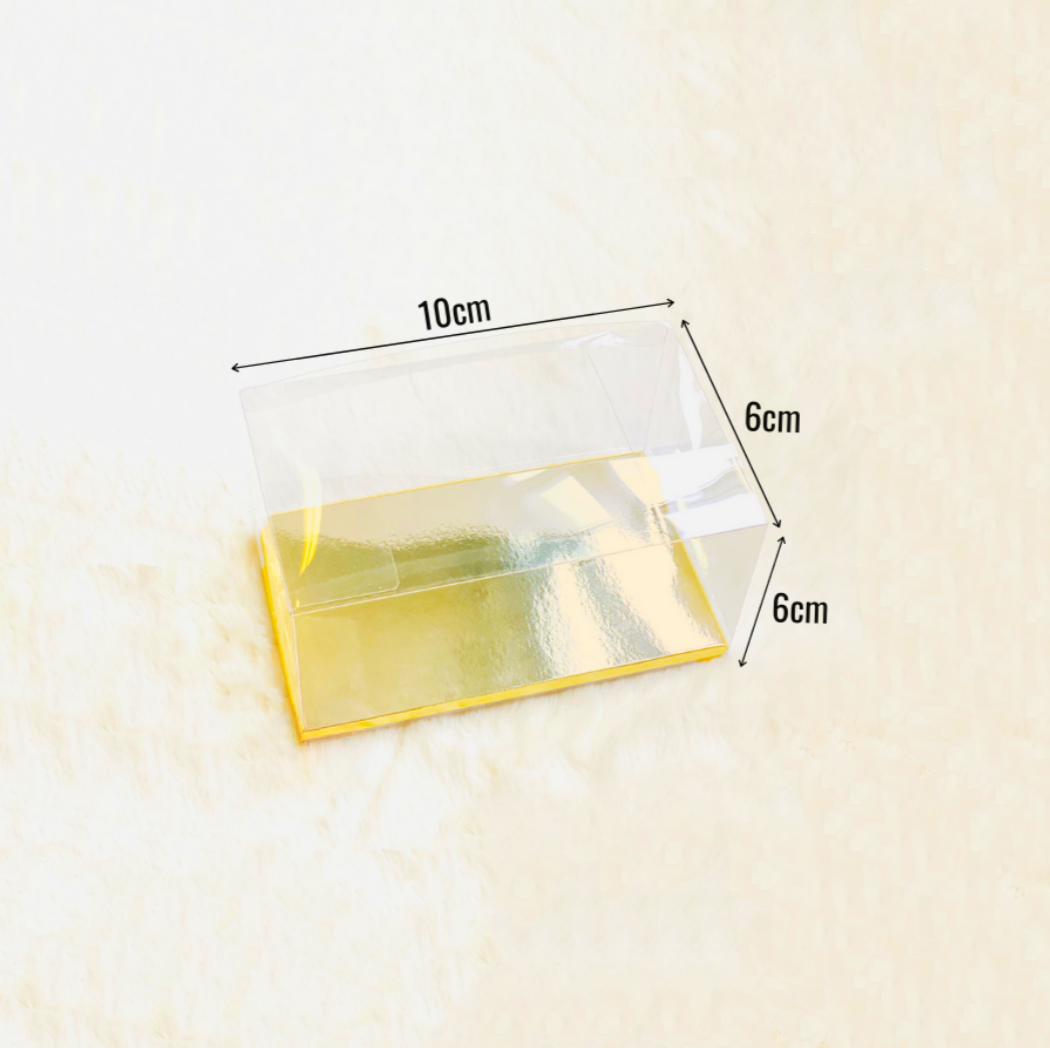10PC PVC Clear Box - Gold/Silver Insert - 6x6x10cm