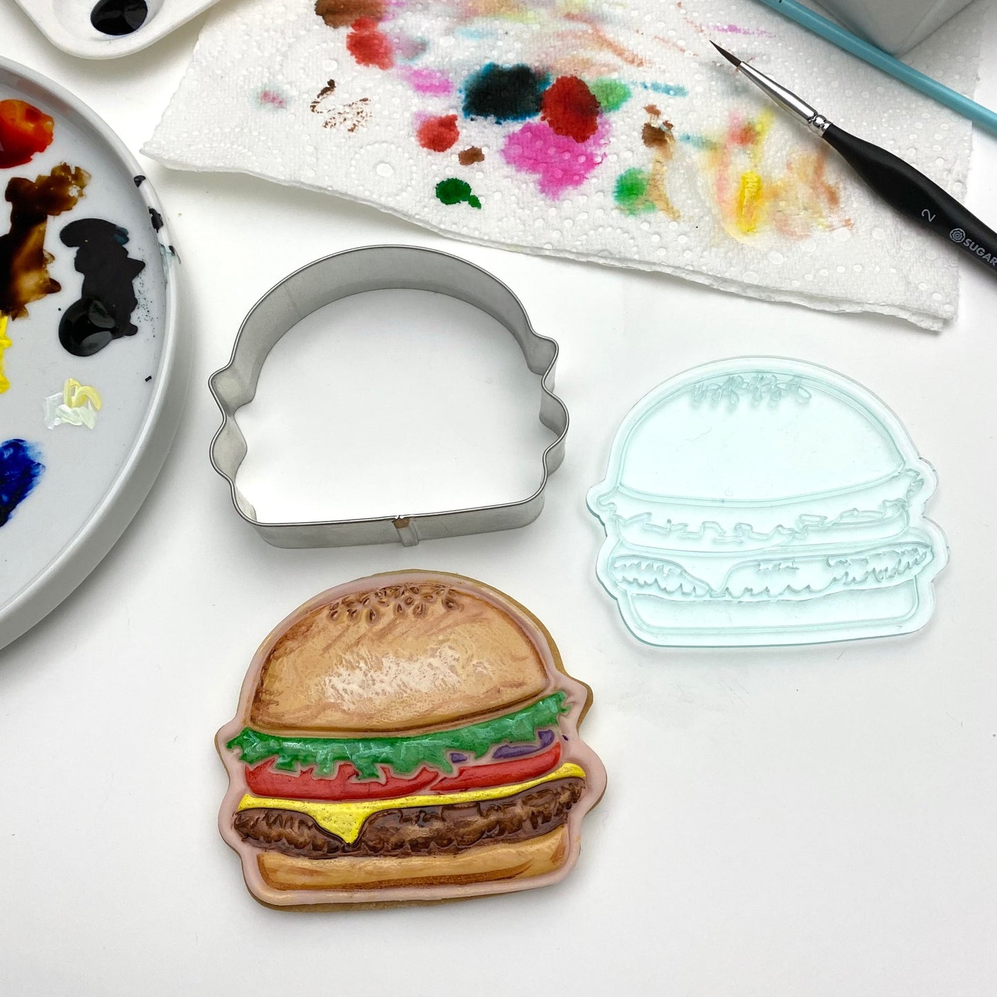 CutterCraft - Hamburger Embosser Stamp and Cookie Cutter Set