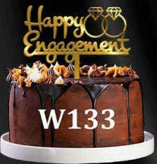 Acrylic Cake Topper - Happy Engagement - Gold