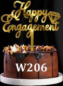 Acrylic Cake Topper - Happy Engagement V2 - Gold