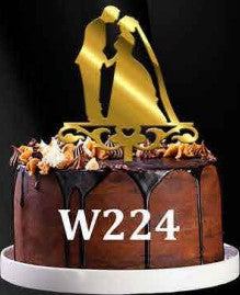 Acrylic Cake Topper - Bride & Groom Silhouette V4 - Gold