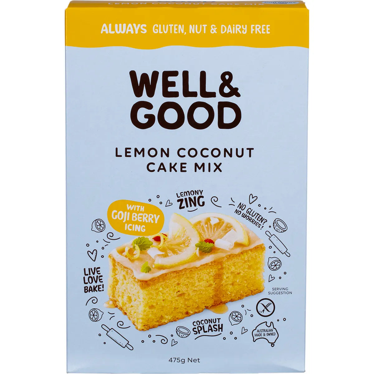 Well & Good Lemon Coconut Cake Mix 475g