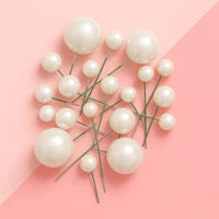 Iconic - White - Pearl Ball Toppers - 20PCS