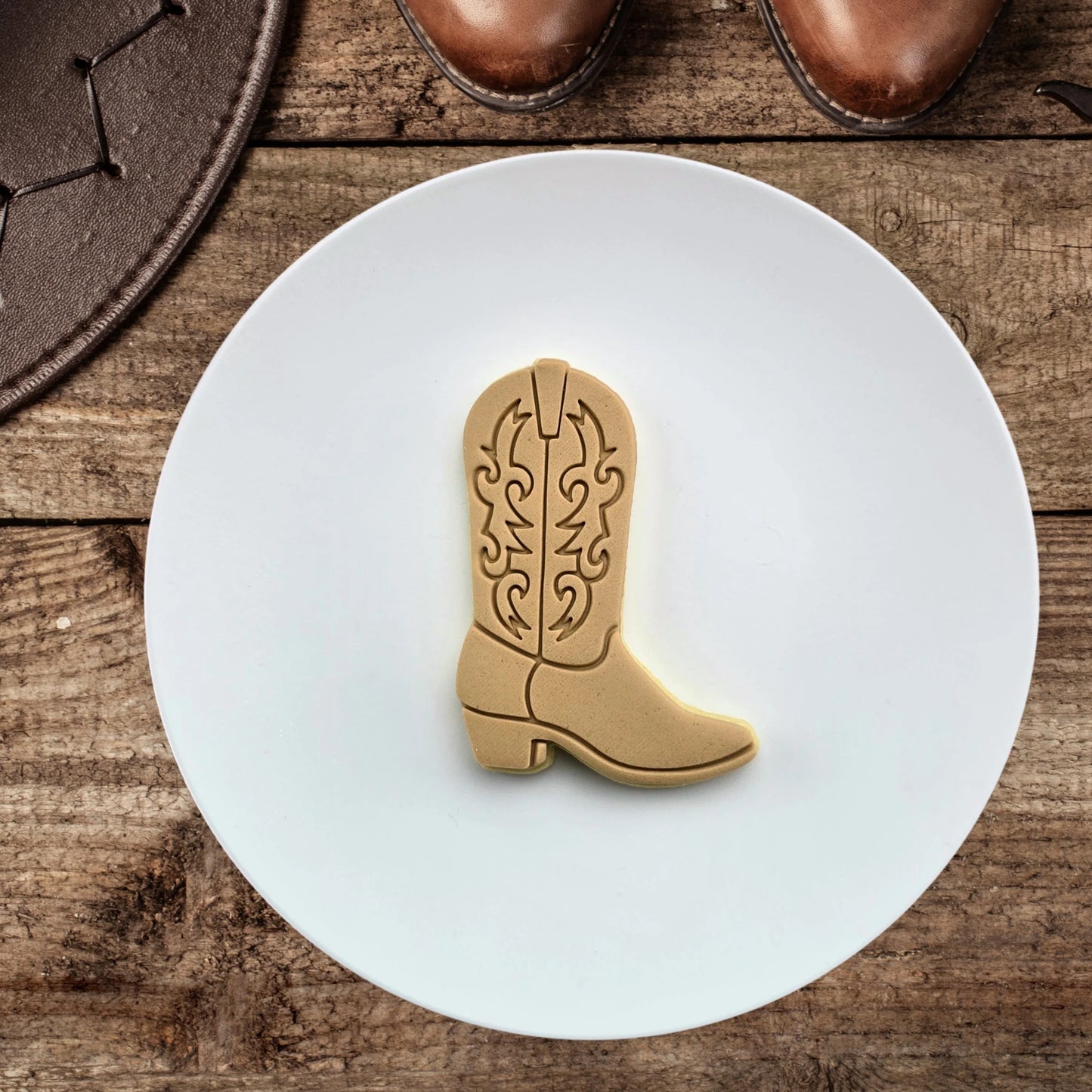 Custom Cookie Cutter - Cowboy Western Boot Cutter and Embosser Set.
