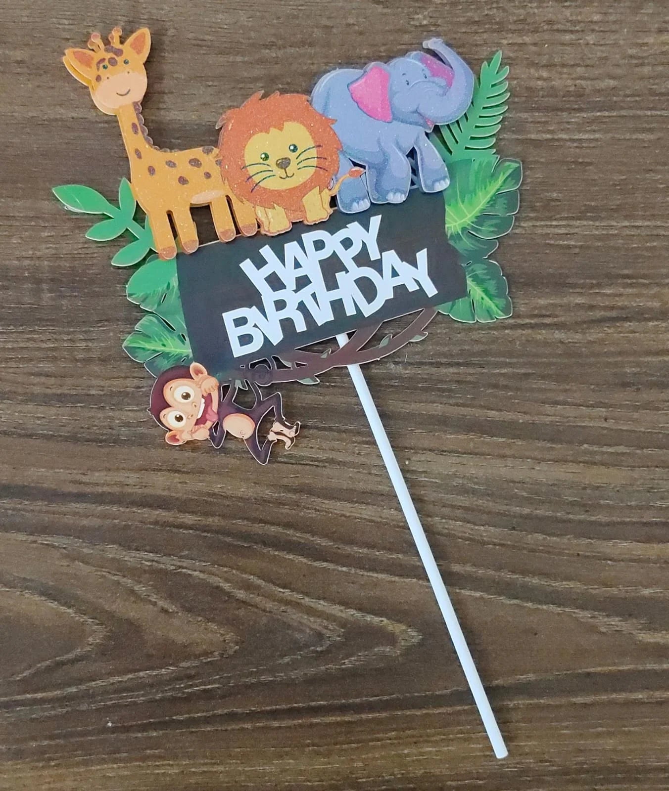 Jungle Theme Happy Birthday Cake Topper
