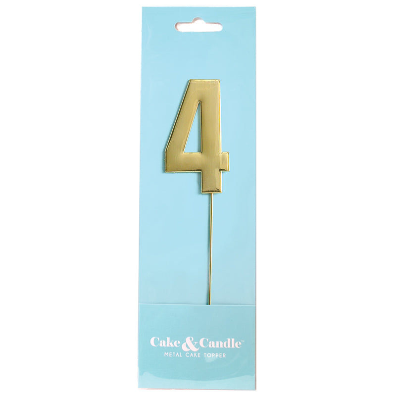 Metal Gold Number Cake Topper Bold - 4