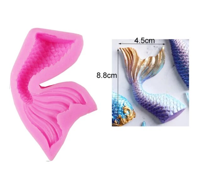 Silicone Mould -  Medium Mermaid Curved Tail - S274