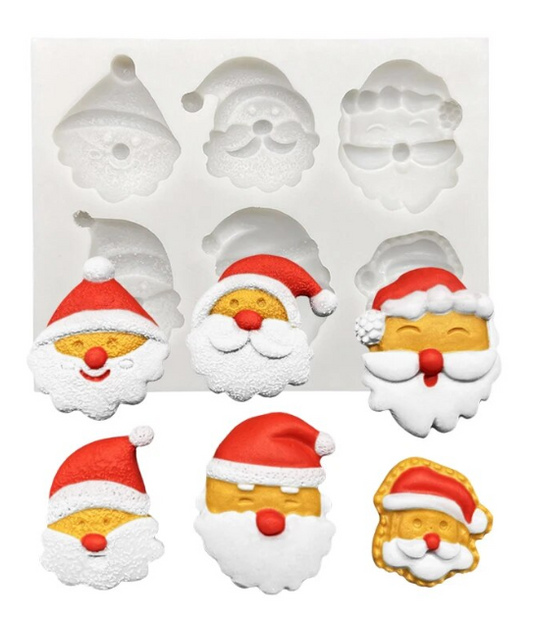 Silicone Mould - 6PC Santa Faces  - S527