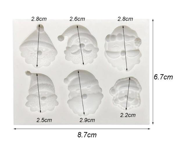 Silicone Mould - 6PC Santa Faces  - S527