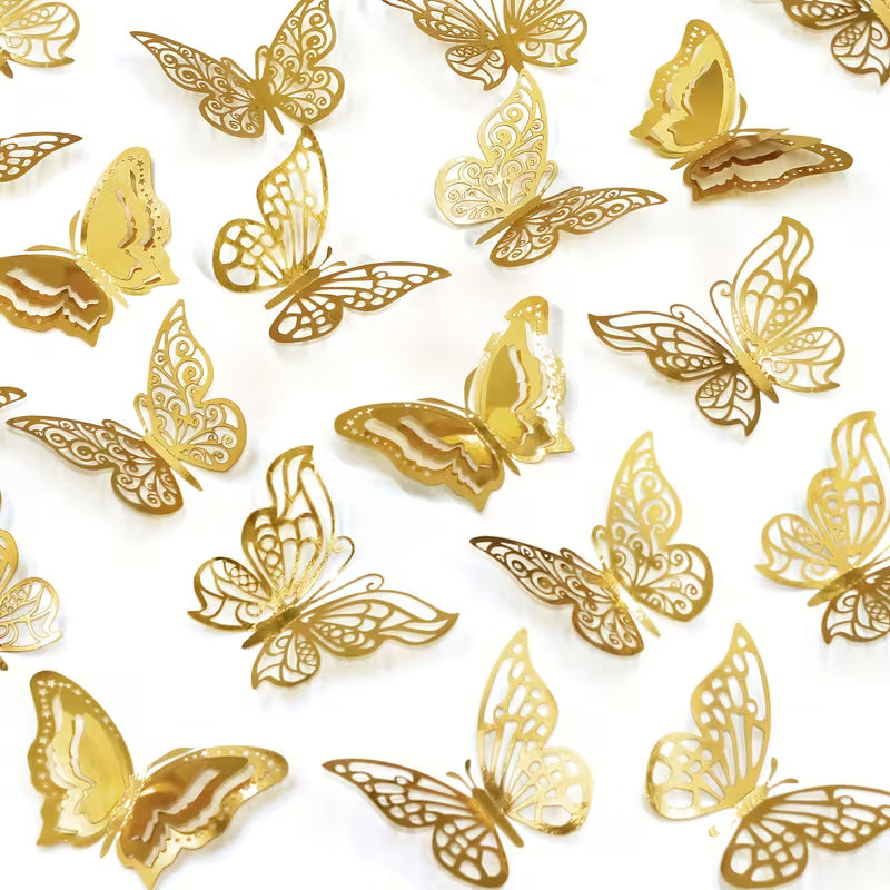 3D Butterfly Decoration 48Pk - Assorted Colours