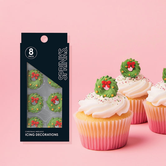 8PK Sprinks Icing Decorations - Christmas Wreaths