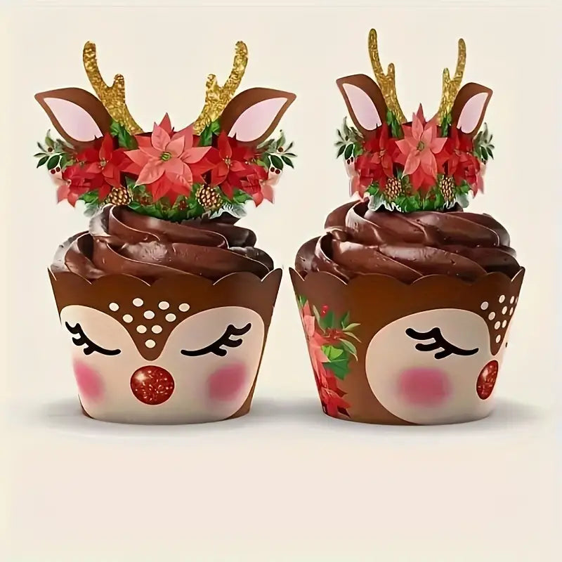 12 Reindeer Cupcake Wraps