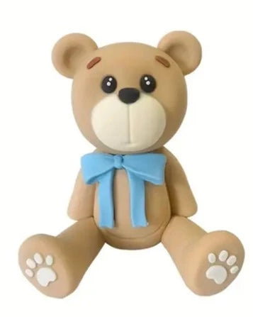 Soft Pottery Khaki Bear - Blue Ribbon