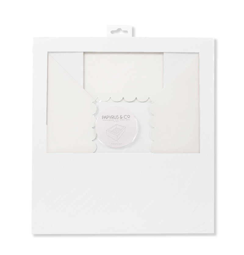 Papyrus - Scalloped Tall 12 Hole Cupcake Box - White