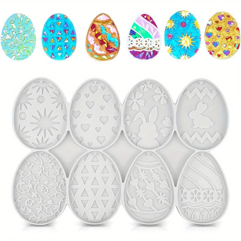 8PC Easter Egg Patterned Silicone Mould