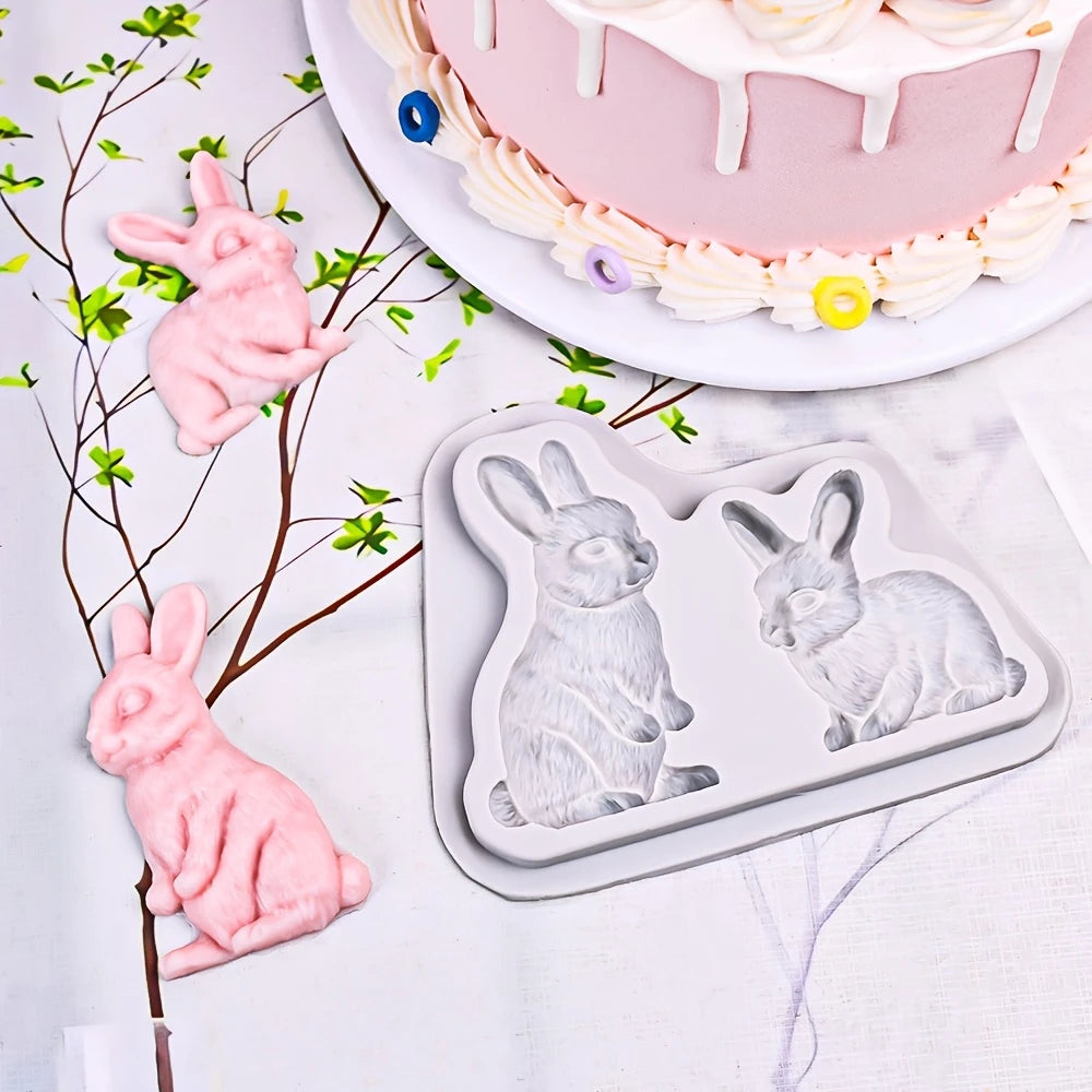 Silicone Mould - 2PC Rabbit Sitting - S389
