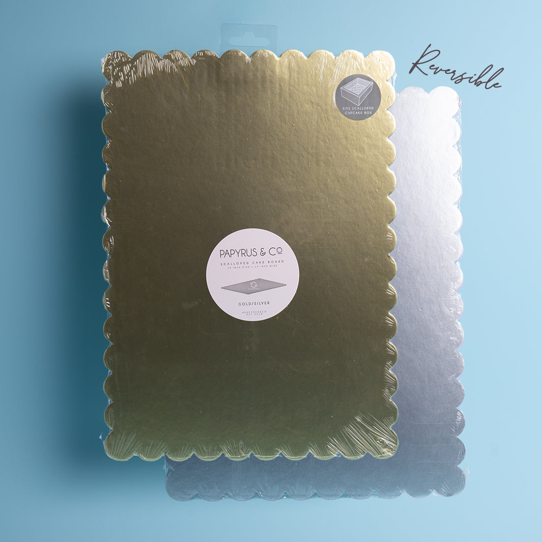 Papyrus & Co Scalloped Cake Board Rectangle - Dual Colour Gold / Silver