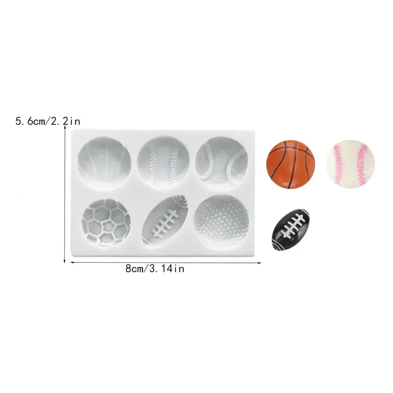 Silicone Mould - 6PC Sports Ball Set V1 - S514