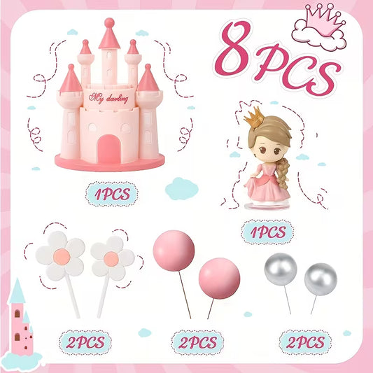 8pc Princess Castle Topper Decorating Set