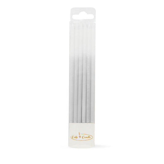 Cake & candle Ombre Cake Candles Silver (Pack of 12).