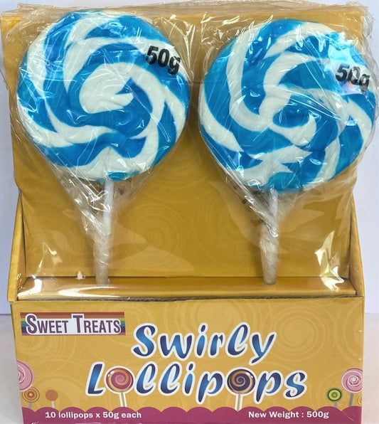 Sweet Treats Swirly Pop 50g - Single Blue