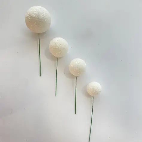 30PC Ball Topper - White Glitter