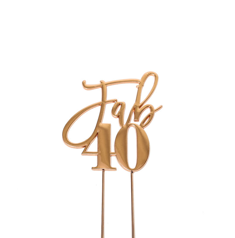 Cake & Candle Fab 40 Metal Cake Topper Rose Gold