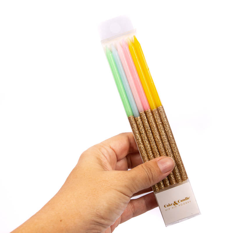 Cake & Candle Rainbow Glitter Cake Candles (Pack of 12).