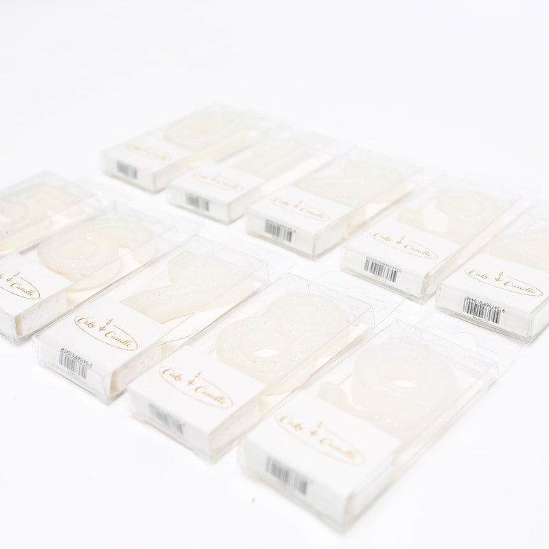Mini Glitter Candle White - Number 7