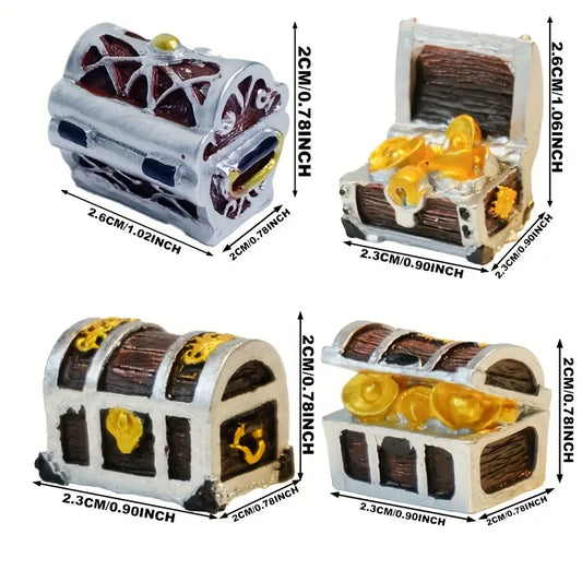 4PC Treasure Chest Figurine Set