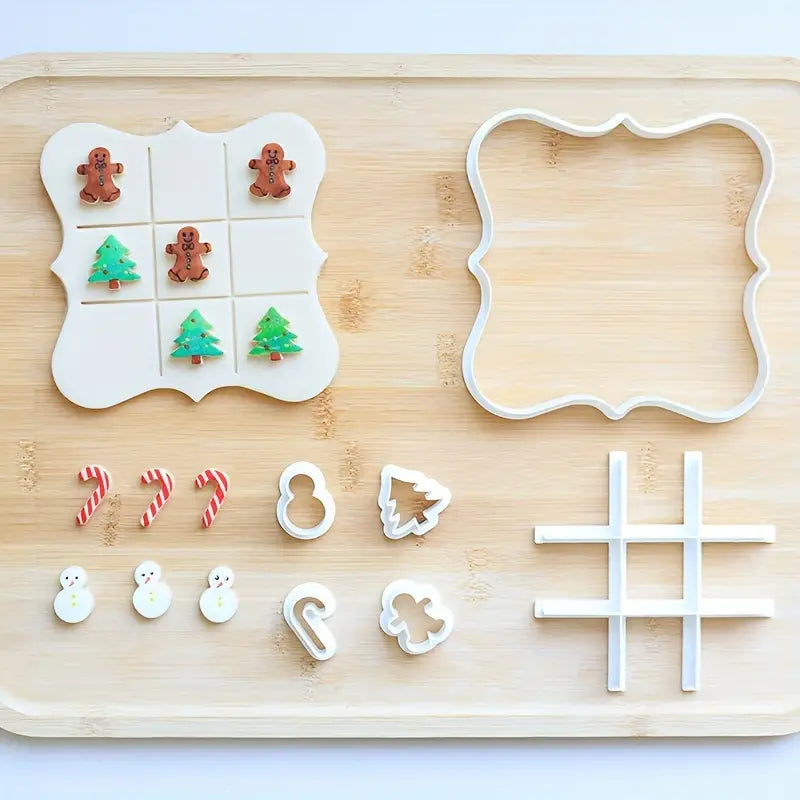 6PC Christmas Tic Tac Toe Cookie Game Set