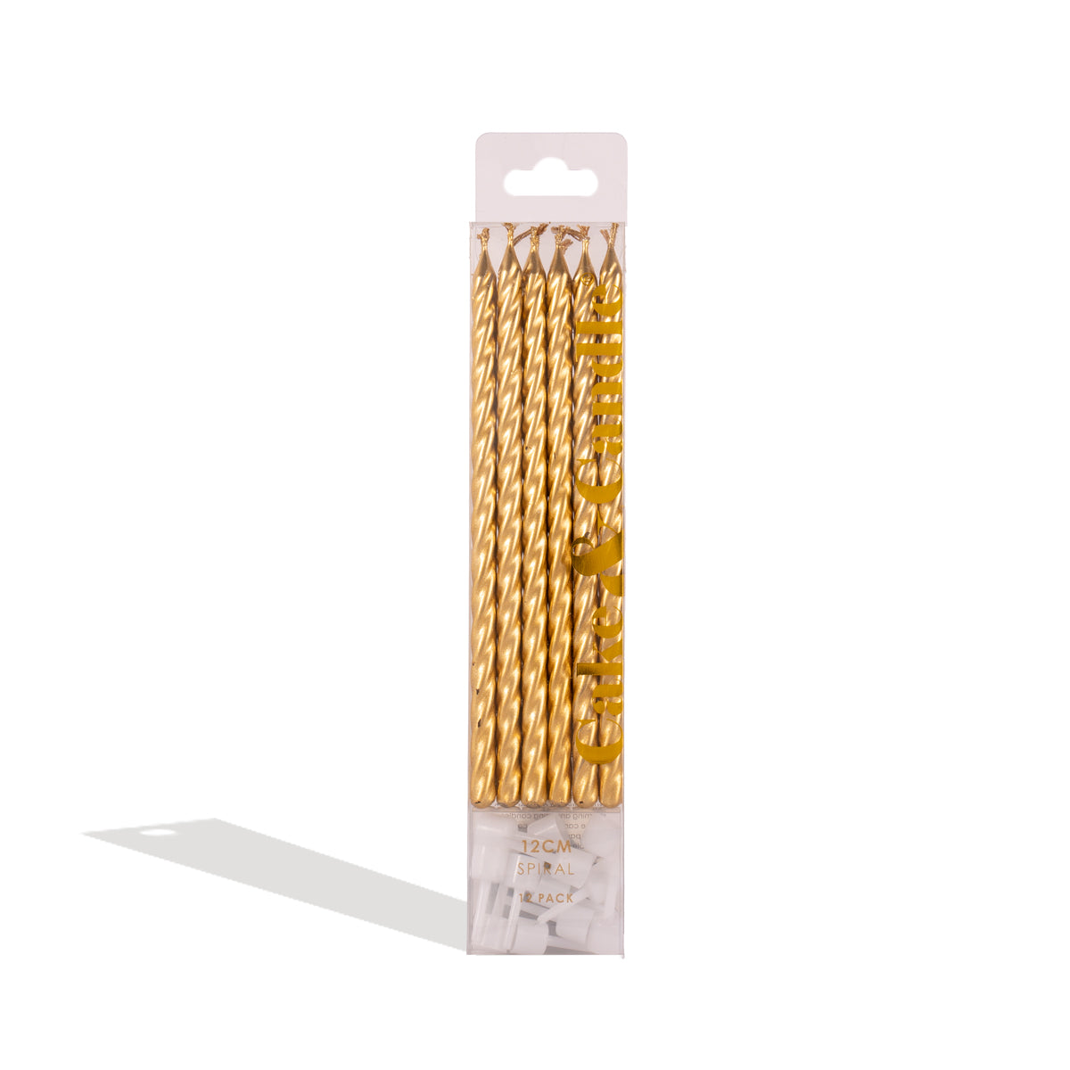 Cake and Candle Spiral Candles Gold (Pack of 12)