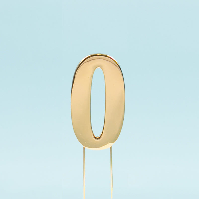 Metal Gold Number Cake Topper Bold - 0