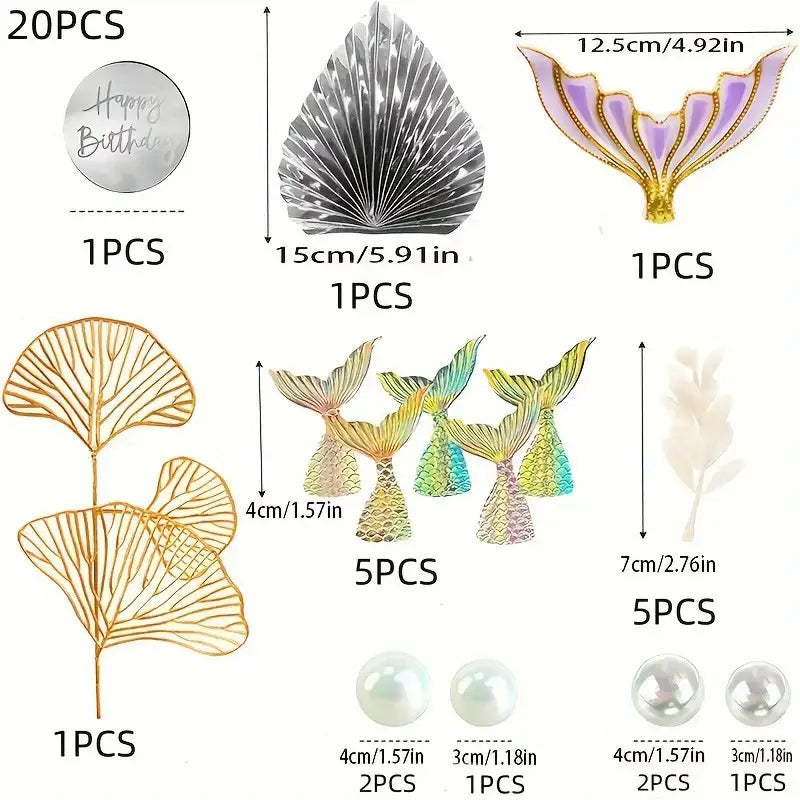 20pc Mermaid Cake Decorating Kit
