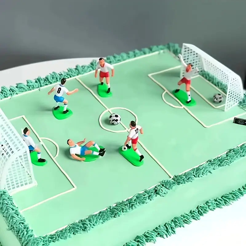 Cake Topper Figurine Set - Soccer Goals and Players