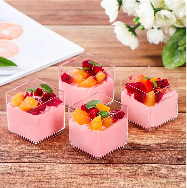 10pk Dessert Cups - Square Cube 60ml