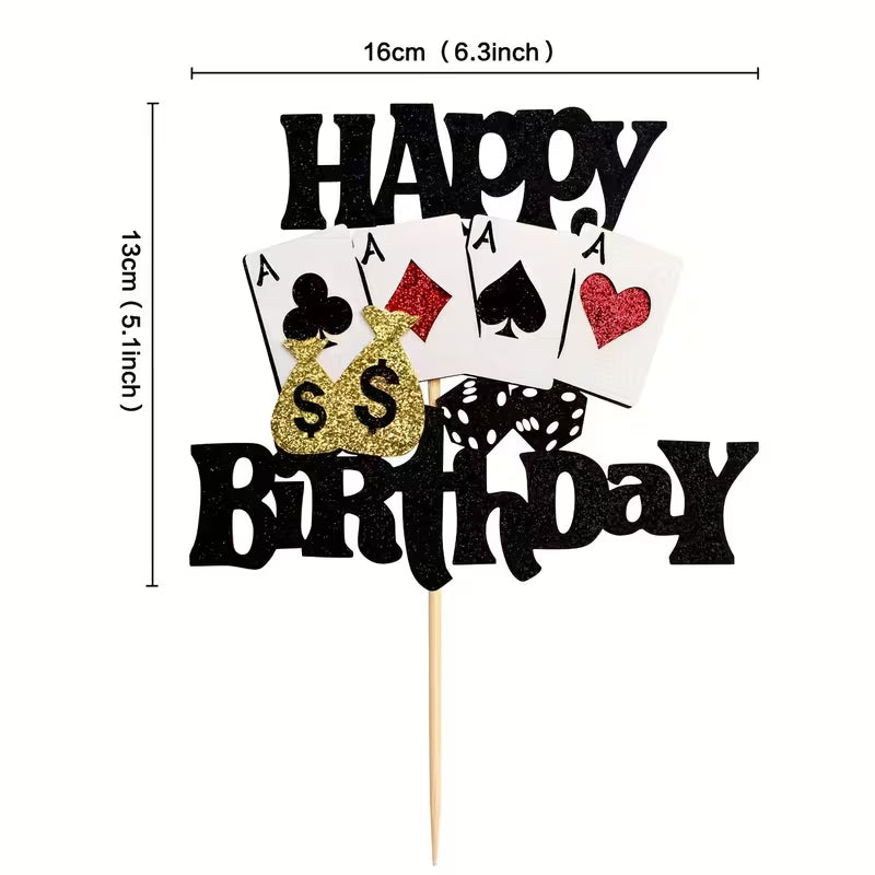 1pc Poker Happy Birthday Cardstock