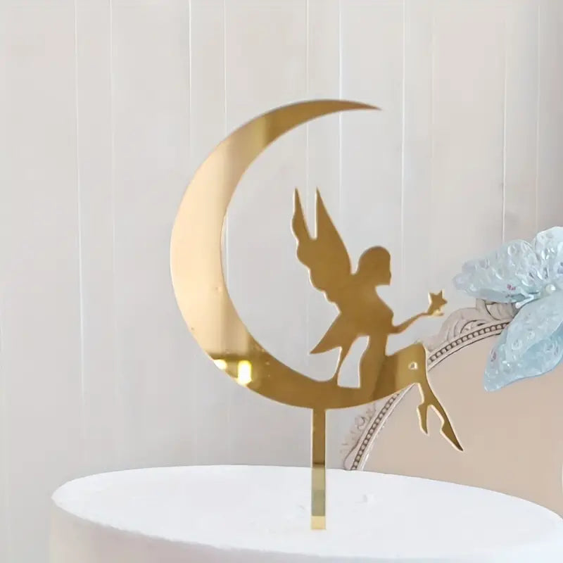 Acrylic Cake Topper  - Fairy and Moon - Assorted Colours