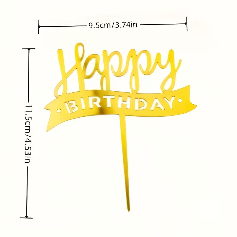 Acrylic Small Happy Birthday Toppers - Assorted Styles