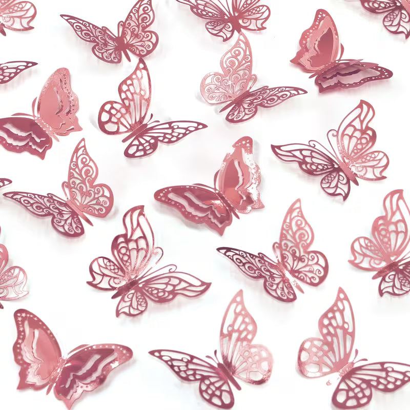 3D Butterfly Decoration 48Pk - Assorted Colours
