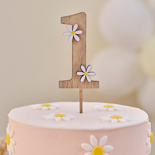 Ditsy Daisy Wooden Cake Topper - One.