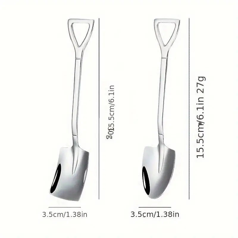 2PC Shovel Spoons Stainless Steel Teaspoons