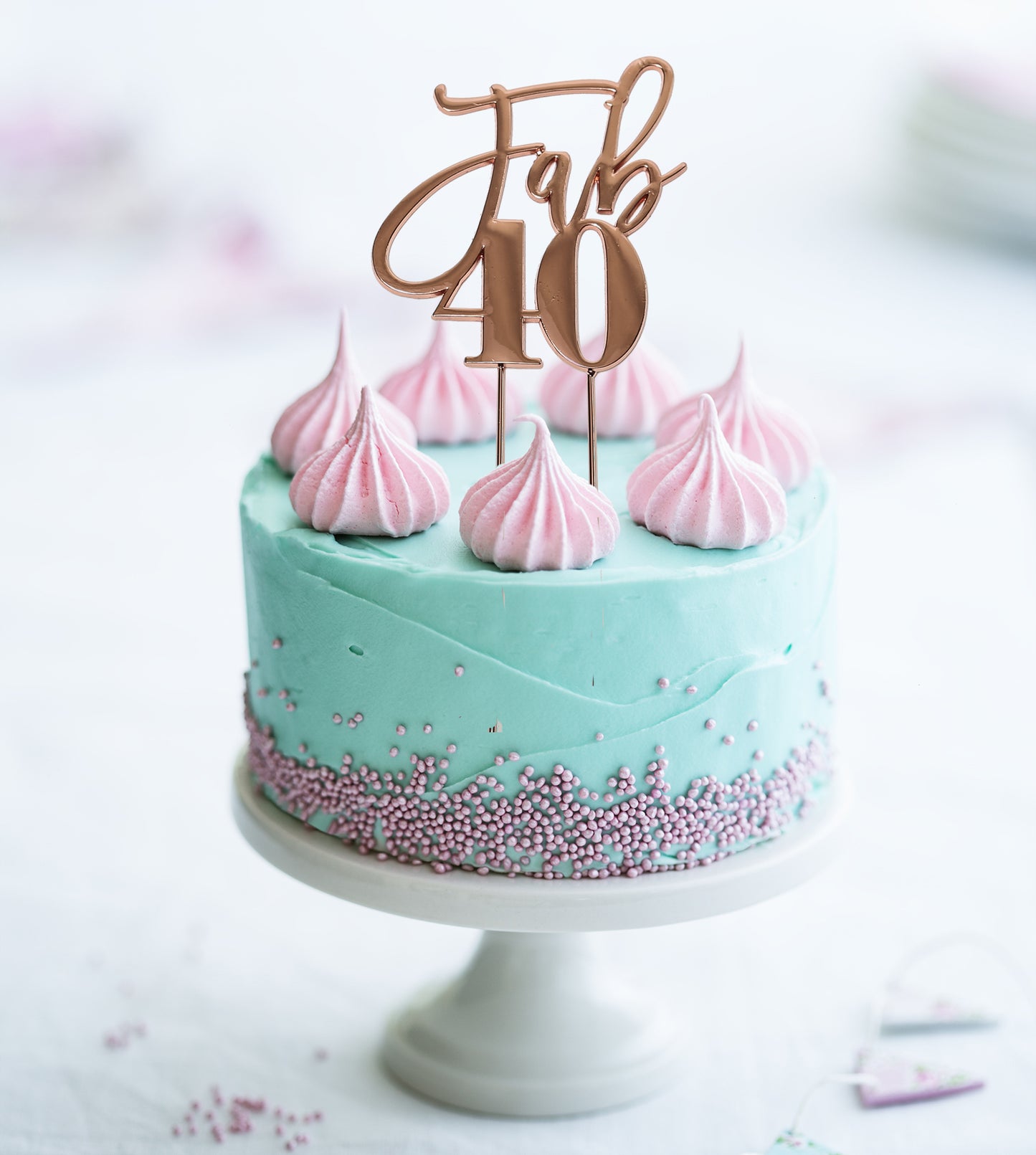 Cake & Candle Fab 40 Metal Cake Topper Rose Gold