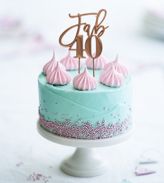 Cake & Candle Fab 40 Metal Cake Topper Rose Gold