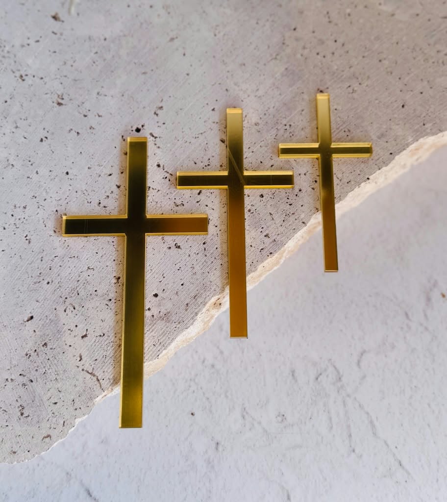 Skysies - Acrylic Gold Cross - Medium - Thick