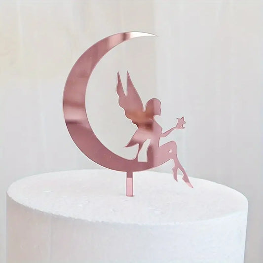 Acrylic Cake Topper  - Fairy and Moon - Assorted Colours